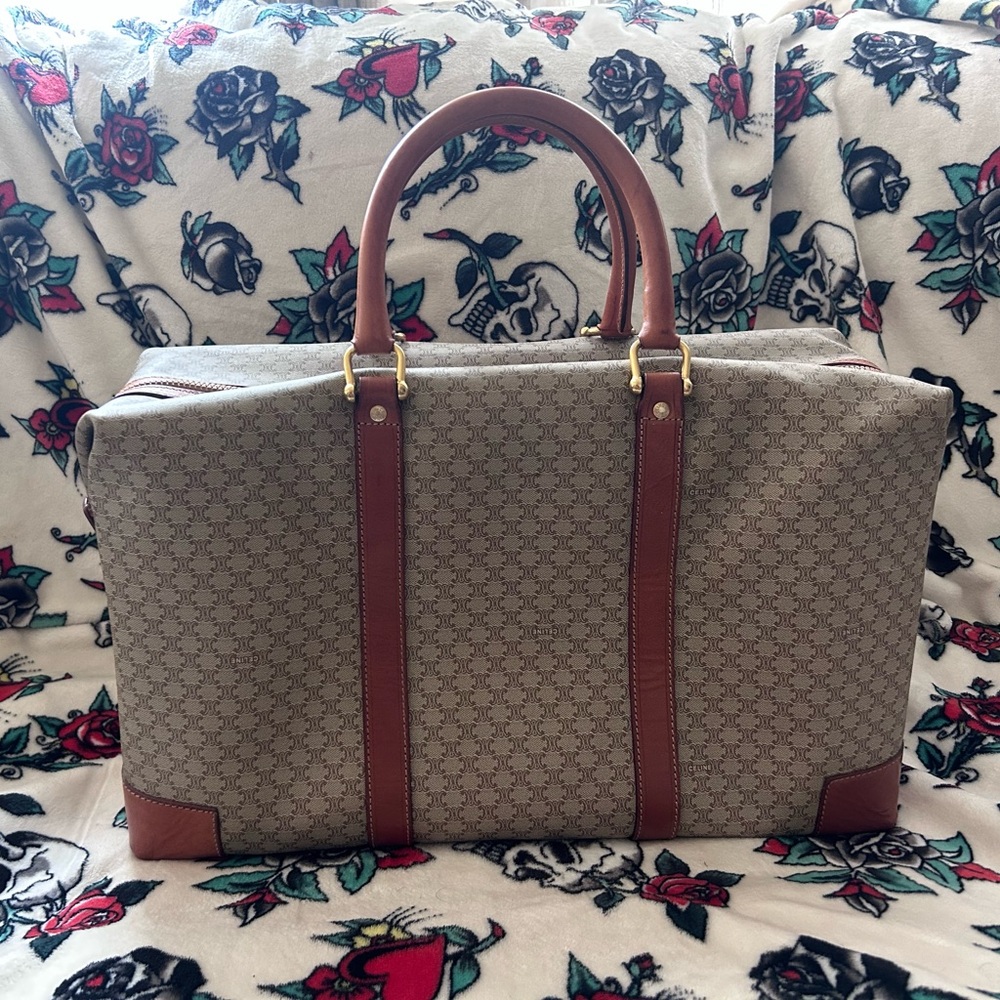 CELINE VINTAGE TRIOMPHE MONOGRAM LARGE TRAVEL TRUNK - BOSTON BAG - Picture 2 of 16